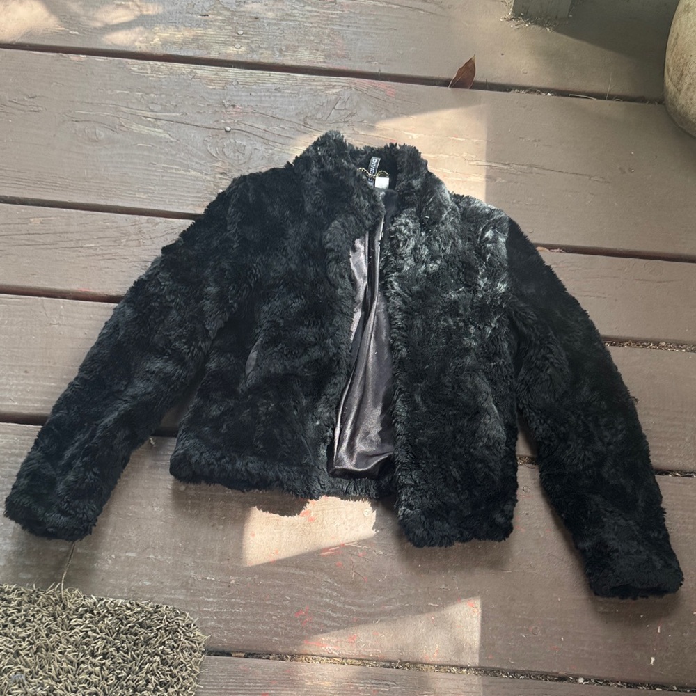 Divided Black Faux Fur Jacket